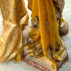 Saat Vachan Mustard Yellow Pure Tissue Silk