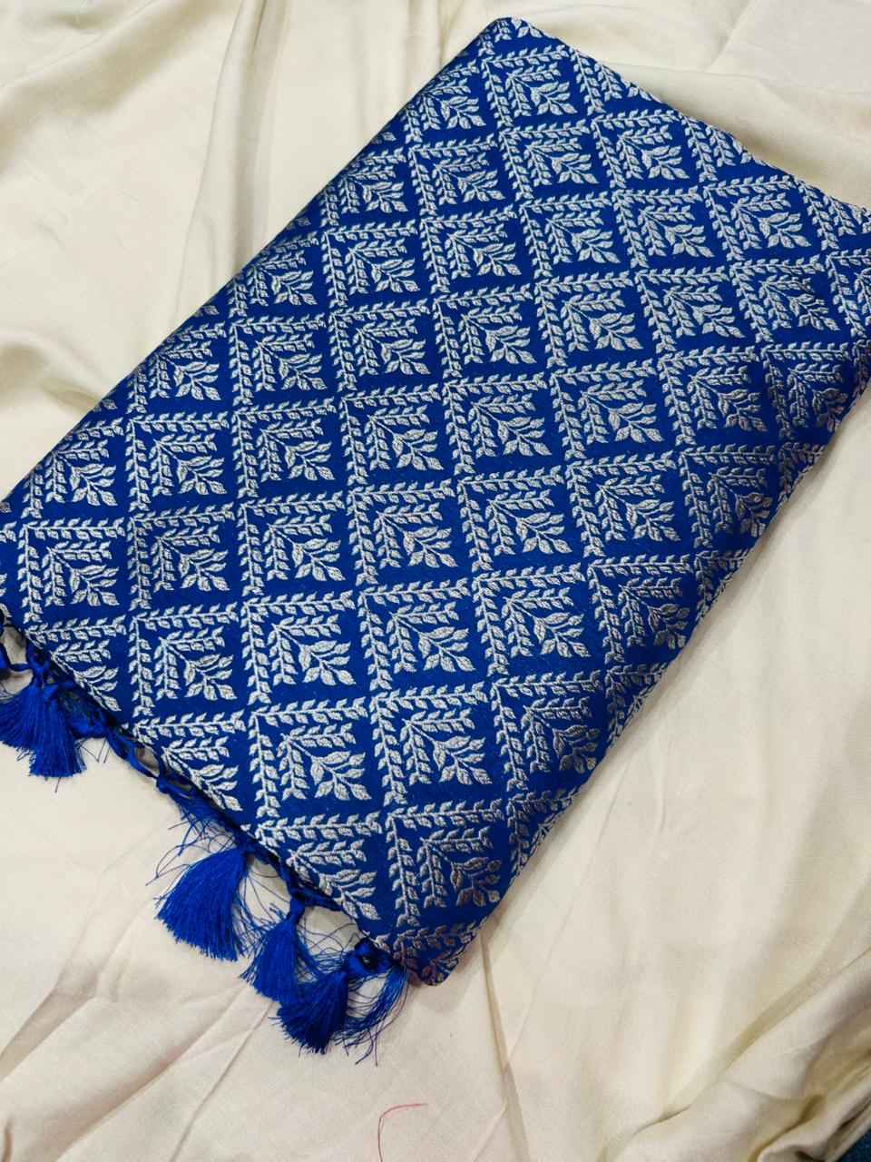 Pure Banarasi Silk Saree with Rich Zari Weaving and Grand Pallu