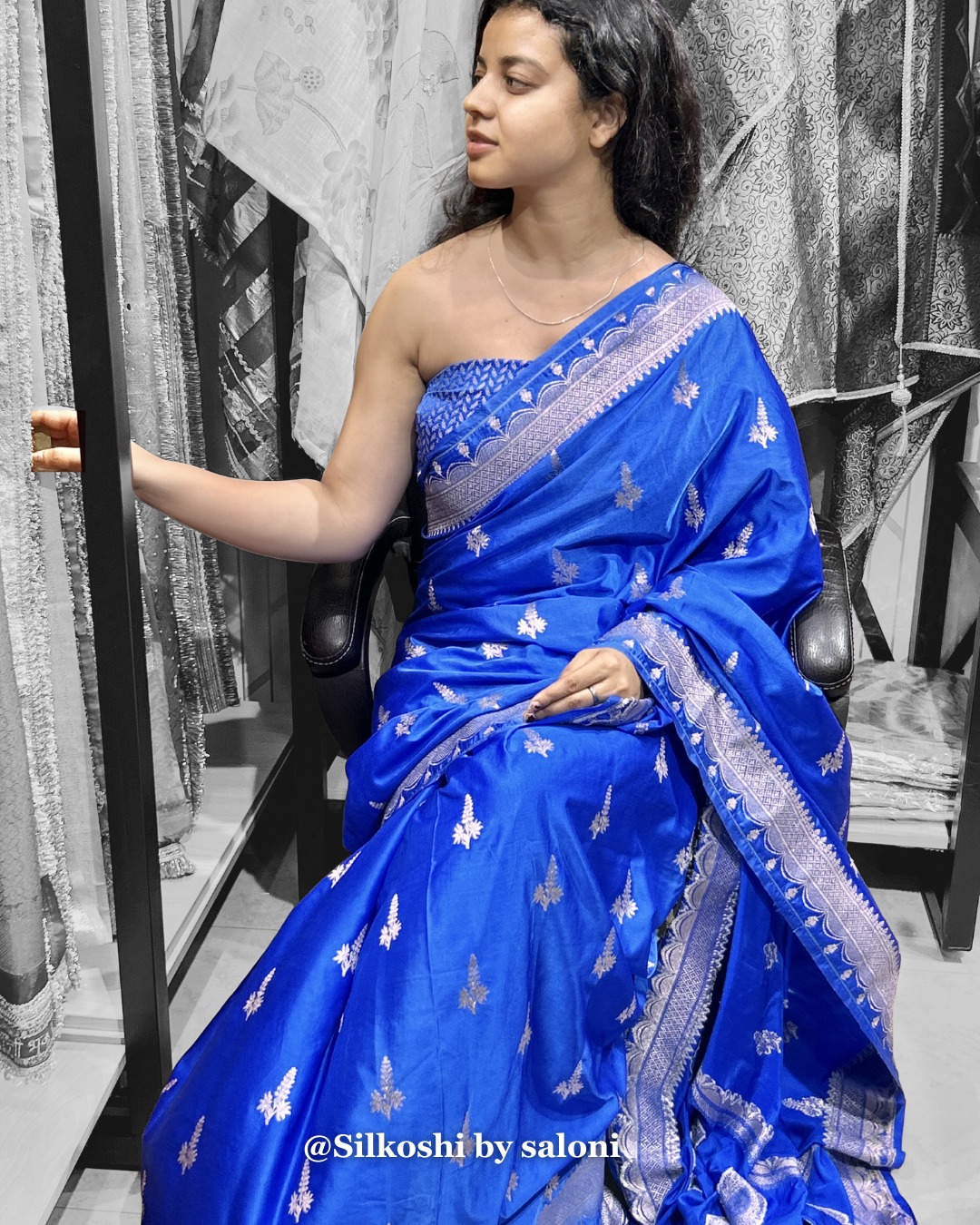 Mashru Silk Saree with Silver Zari Work
